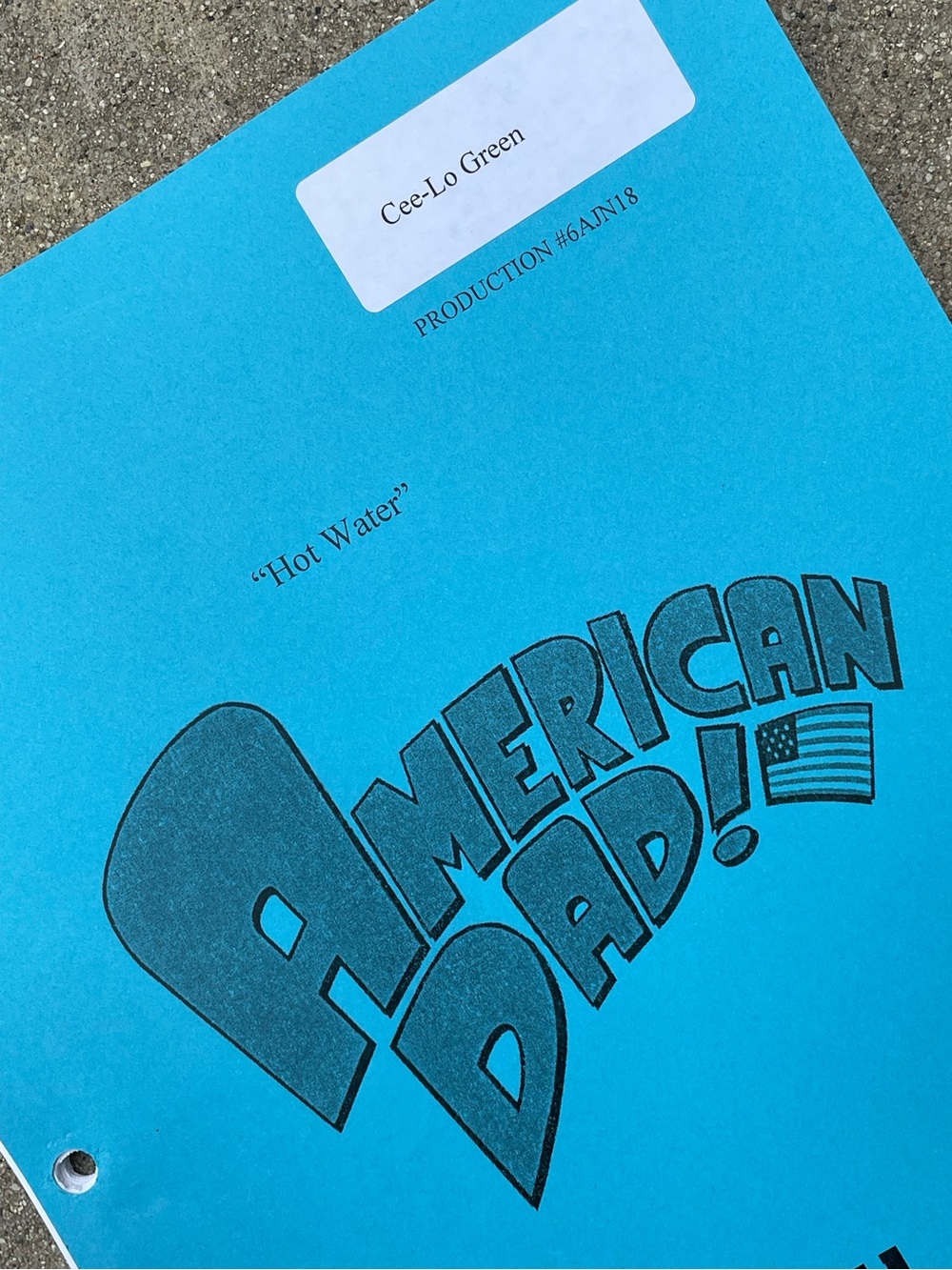 American Dad 2010 CEE-LO GREEN Production Used Table Draft Script Hot Water